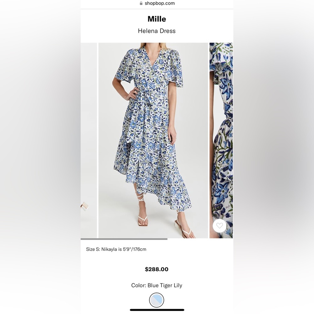 NWT Mille Helena Dress Blue Tiger Lily